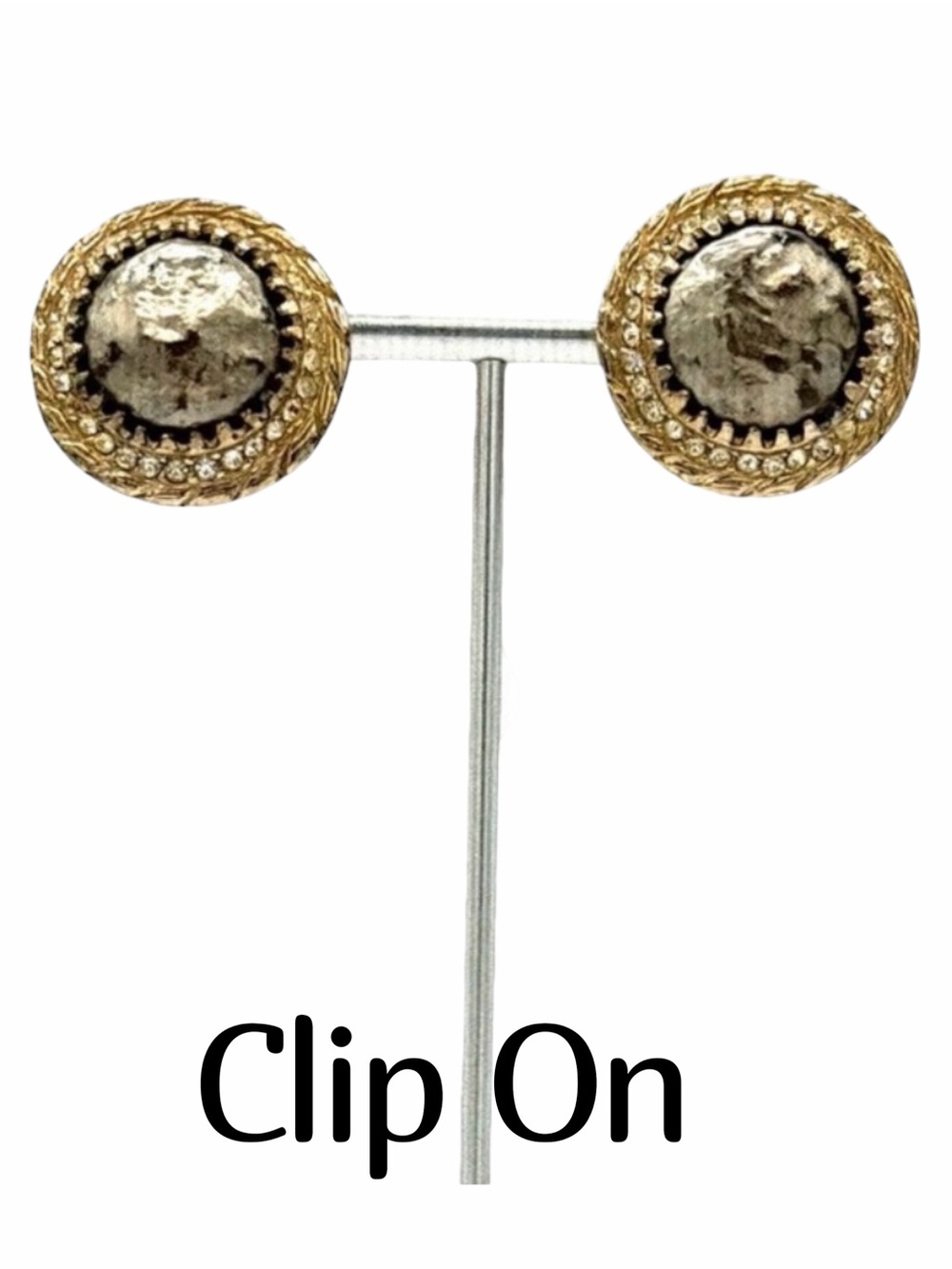 Vintage Bergere Signed Stunning Button Clip-On Earrings Woman’s Jewelry